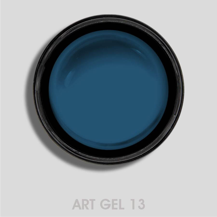 Gel Art Azul Octano 13 de 5 ml, ideal para nail art profesional con alta pigmentación y acabado duradero.