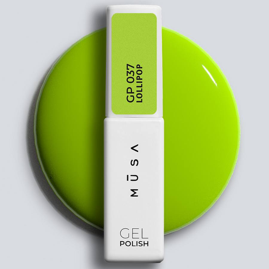Esmalte Semipermanente LOLLIPOP Verde Fluor en envase de 7 ml, esmalte semipermanente con cobertura perfecta y resistencia al sol.