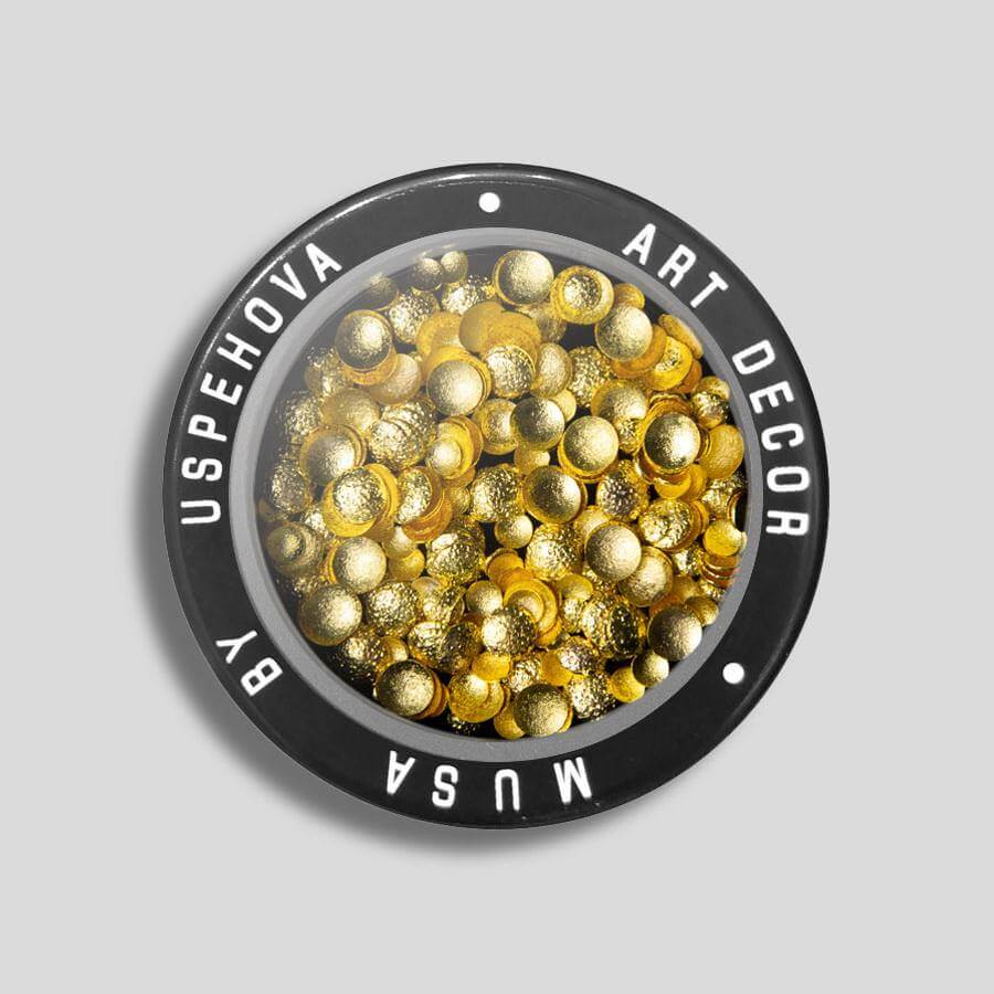 Esferas Ball Mix en tono oro para nail art elegante y lujoso.