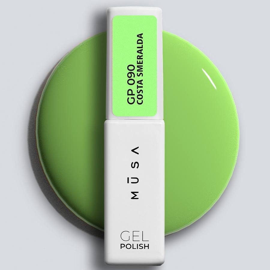 Esmalte Semipermanente 090 - Verde Ácido con acabado brillante, ideal para bases, gel o acrygel.