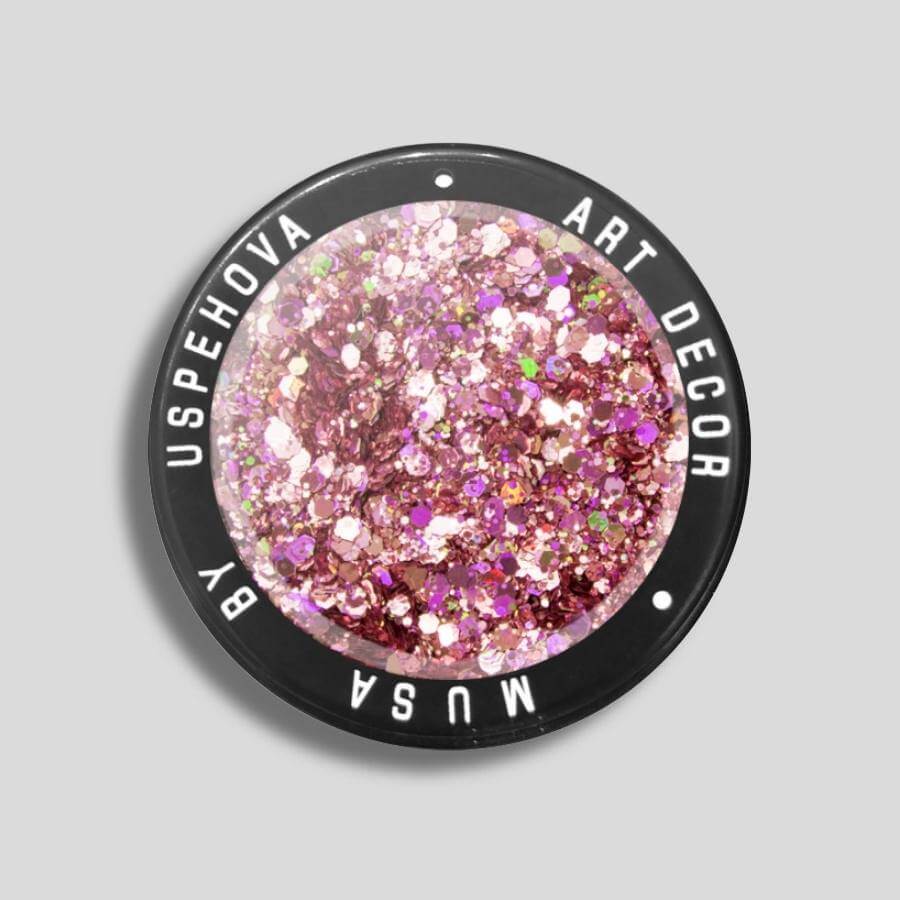 Decoración de uñas Kosmos Rosa con glitter y brillantina de MUSA, en tonos rosa holográficos para nail art glamuroso.