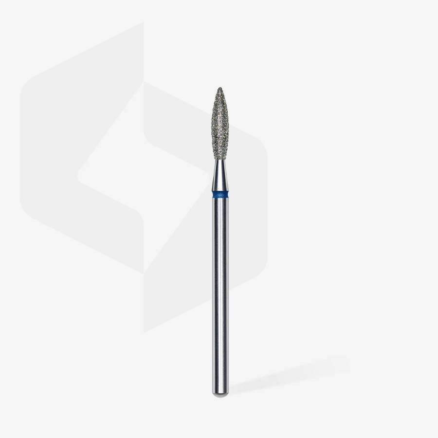 Fresa de Diamante Llama Azul 2.3 mm, ideal para cutículas, reutilizable y esterilizable, precisión y calidad en cada uso.