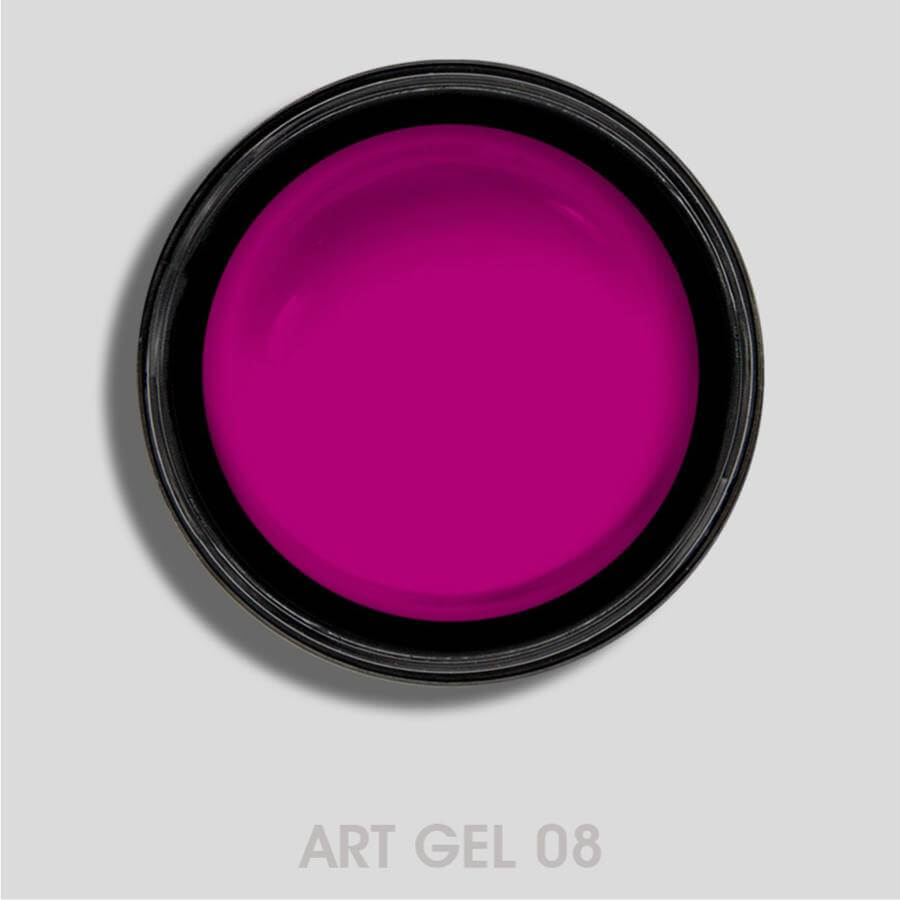 Art Gel Magenta 08: Gel de alta pigmentación ideal para crear diseños de nail art duraderos y vibrantes.