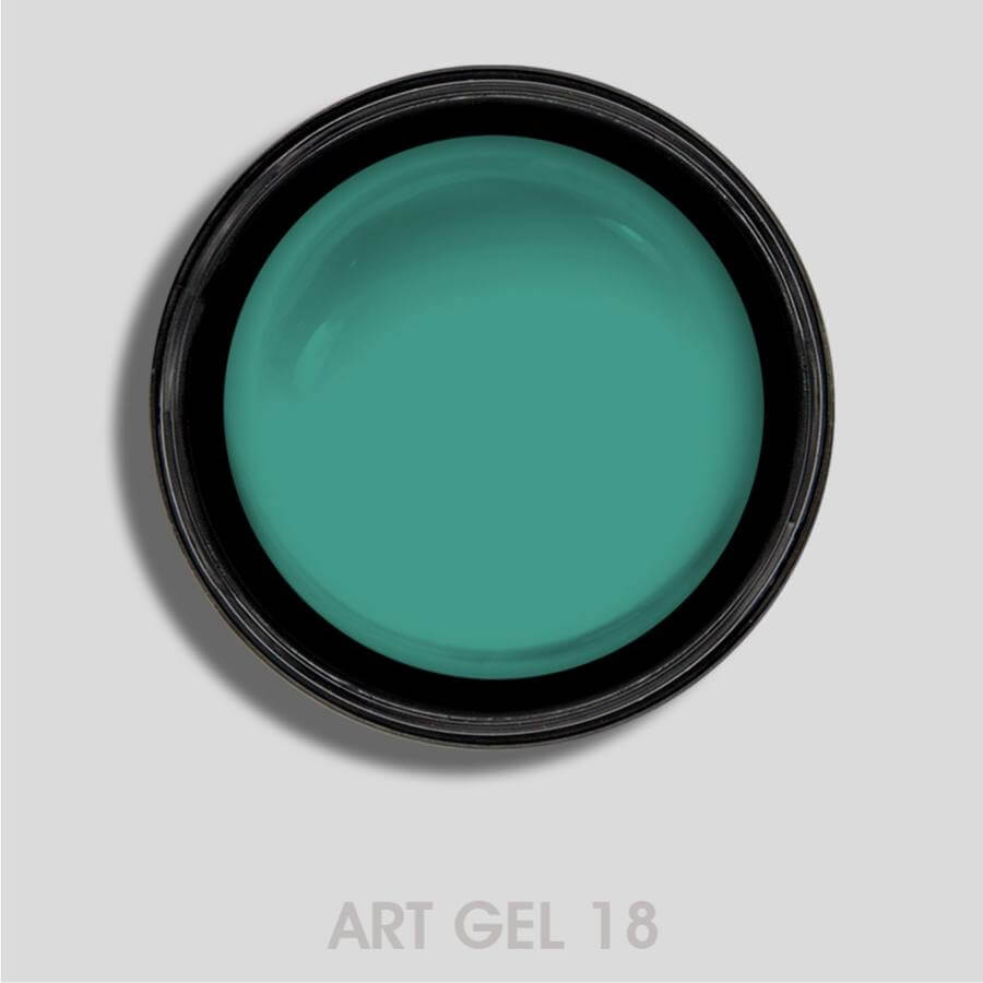 Art Gel Verde Esmeralda 18, un gel profesional para manicuras brillantes y duraderas.