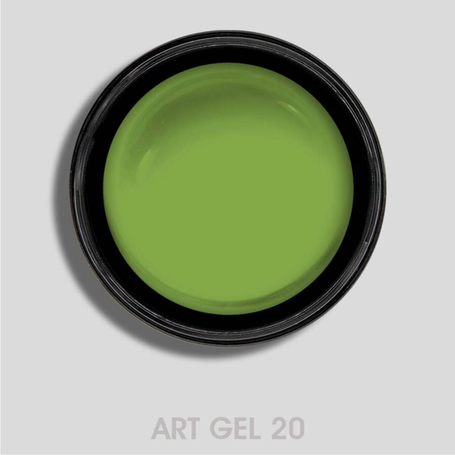 Art Gel Verde Oliva 20, gel profesional ideal para manicuras elegantes y sofisticadas.