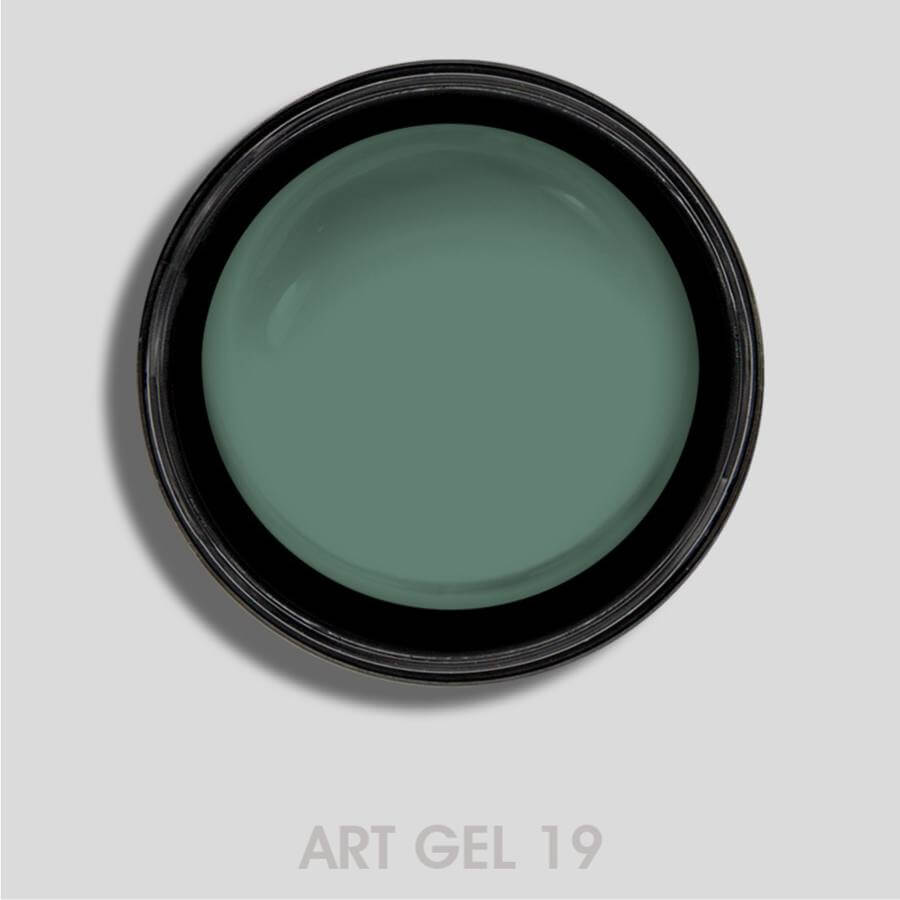 Art Gel Verde Salvia 19, gel profesional ideal para manicuras discretas y duraderas.