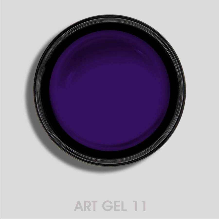 Art Gel Violeta Oscuro 11: Gel violeta oscuro de alta pigmentación ideal para manicuras sofisticadas y detalladas.