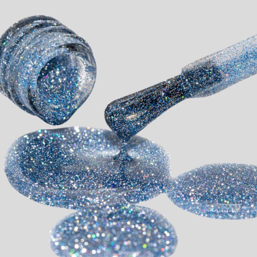 Esmalte Gel Semipermanente Efecto Flash 04 con purpurina de alto brillo, ideal para nail art