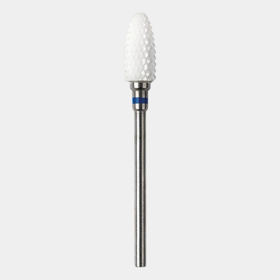 Fresa Cerámica con anillo azul para eliminación de gel y cuidado podológico profesional.