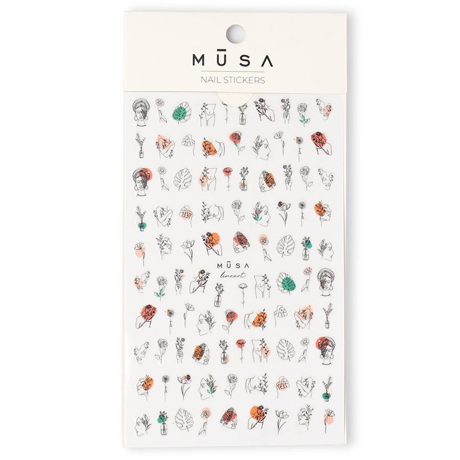 Nail Stickers Lineart para nail art con diseño de líneas finas y figuras abstractas, adhesivos fáciles de aplicar para un acabado elegante y profesional.