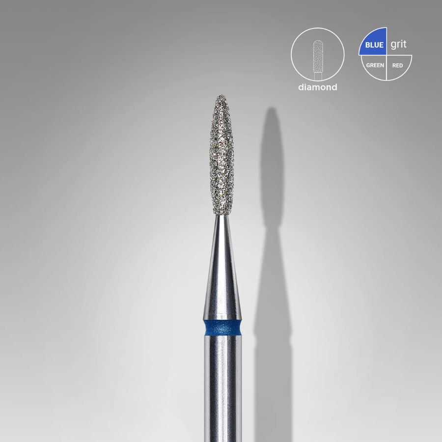Fresa Diamante Llama Azul 1.6 mm, ideal para cutículas, reutilizable y esterilizable, precisión y calidad en cada uso