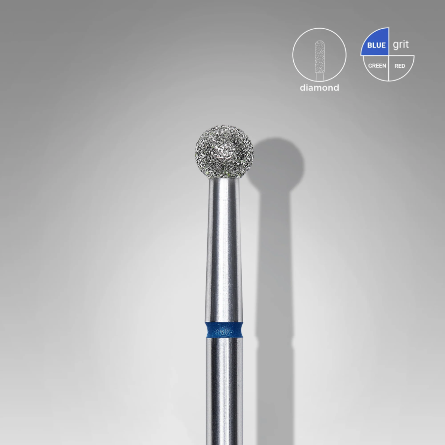 Fresa de Diamante Bola Azul 3.5 mm Staleks, ideal para cutículas, reutilizable y esterilizable, precisión y calidad en cada uso.