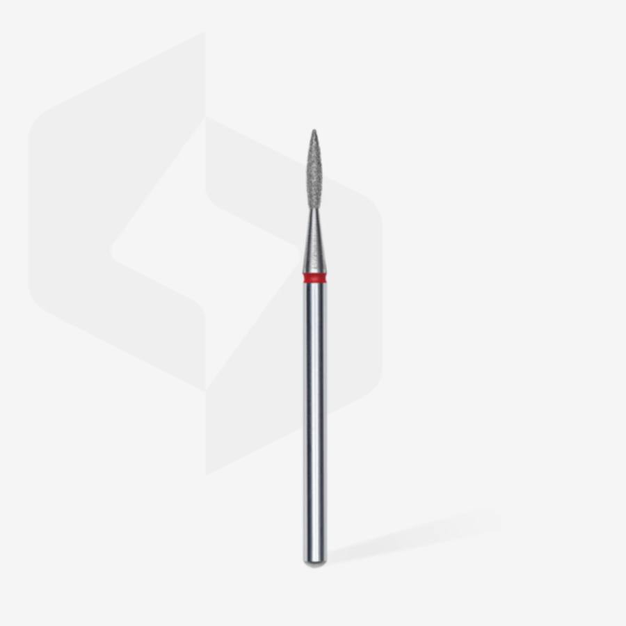 Fresa de Diamante Llama Afilada Roja 1.6 mm, ideal para cutículas y callos, reutilizable y esterilizable, precisión y calidad en cada uso.