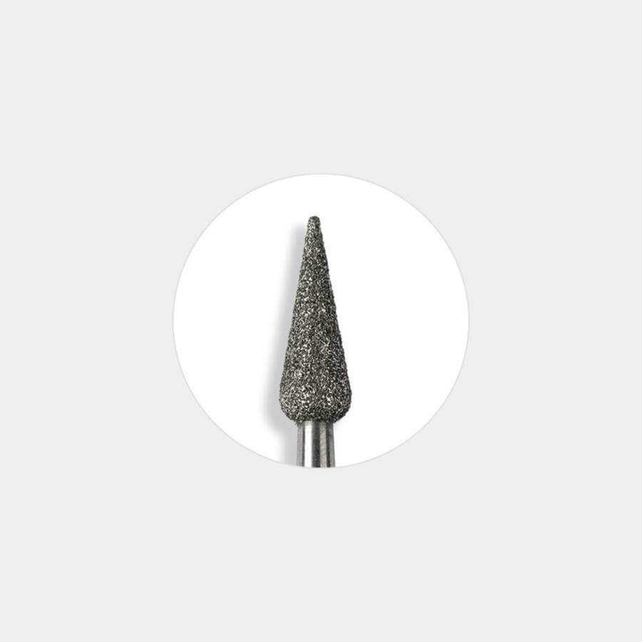 Fresa de Diamante Pera Grano Medio para limpieza de uñas y cutículas, adaptable a tornos y esterilizable.