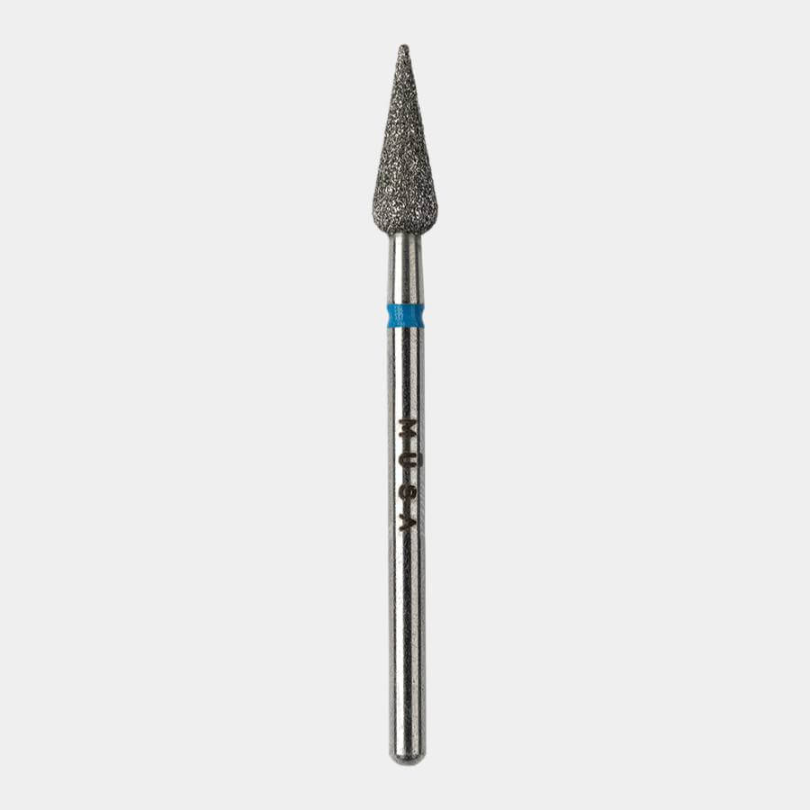 Fresa de Diamante Pera Grano Medio para limpieza de uñas y cutículas, adaptable a tornos y esterilizable.
