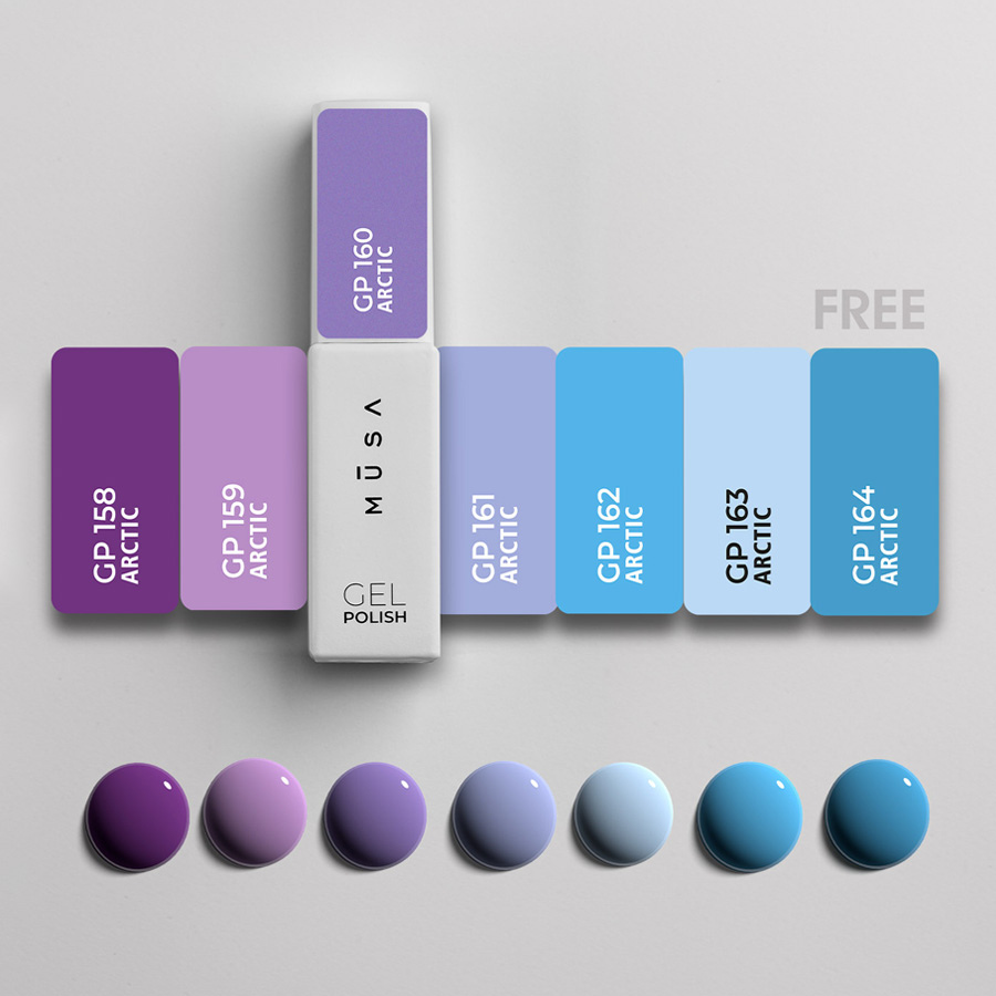 Colección Arctic Esmaltes en Gel de MUSA, inspirada en los paisajes árticos, con colores vibrantes y brillo duradero