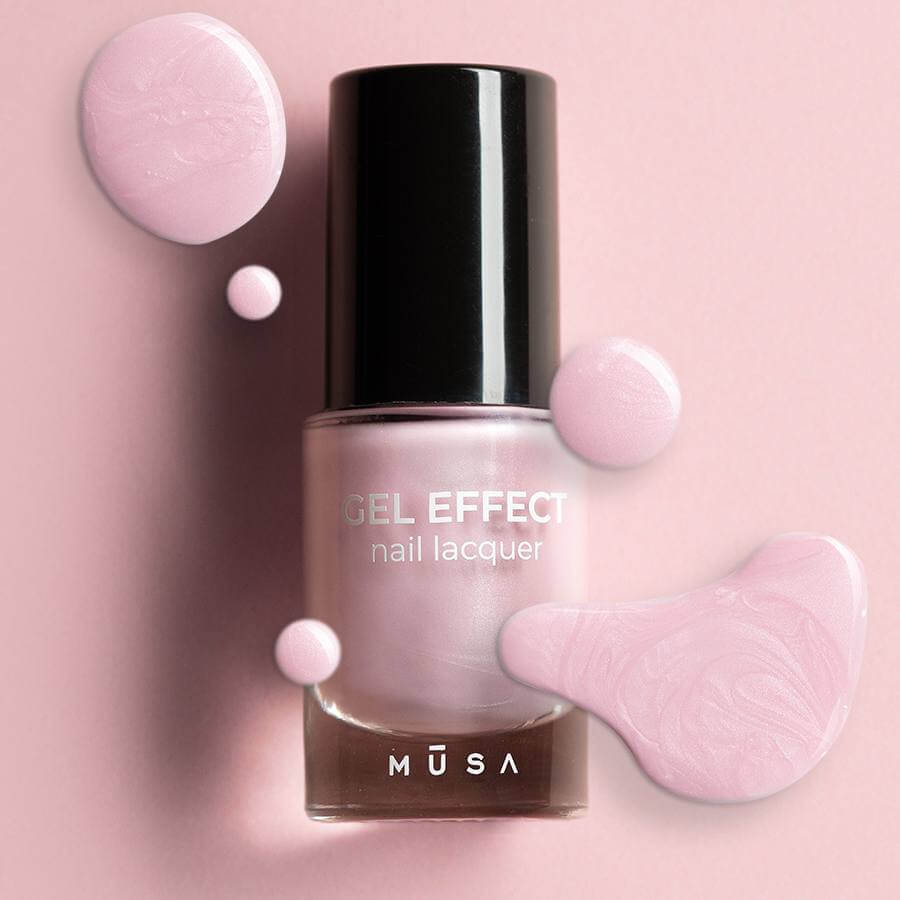 Esmalte Gel Effect 16 - Rosa Claro de Musa Nails en botella de 8 ml, mostrando su delicado color rosa claro.