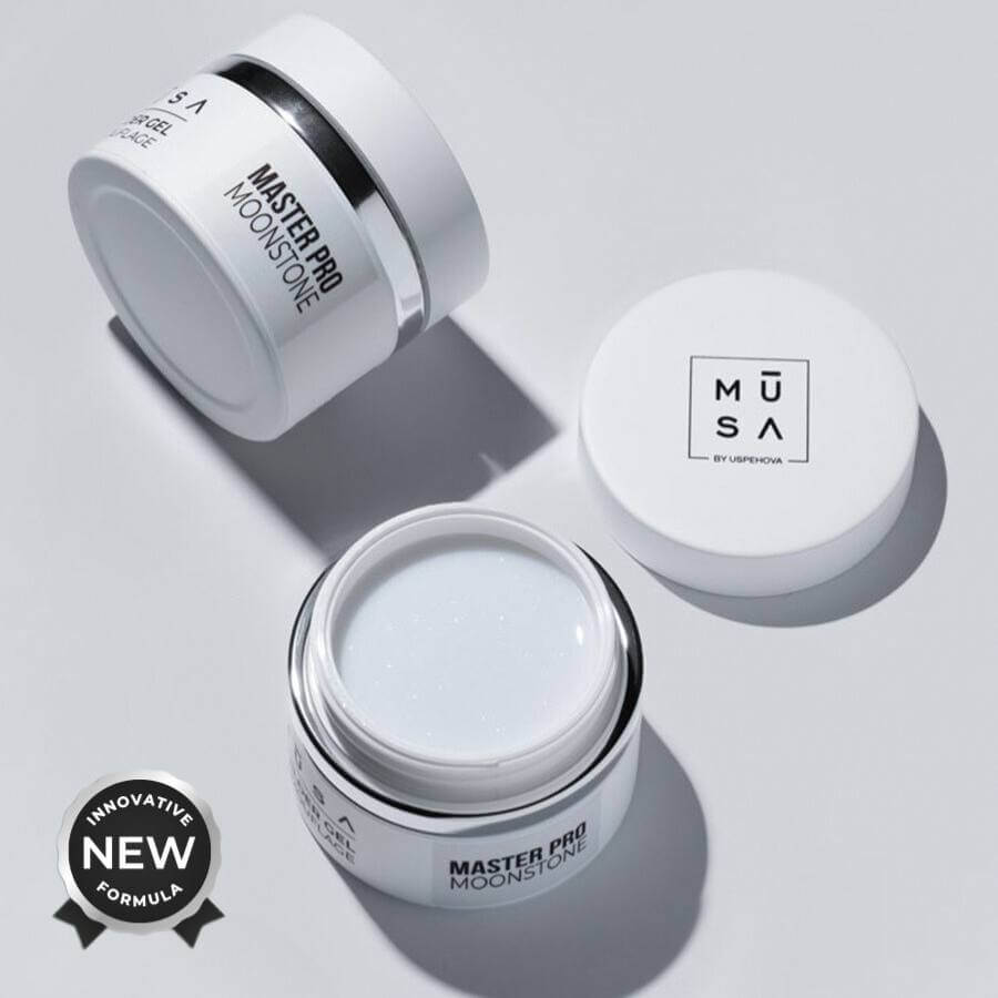 Gel Master moonstone, gel constructor blanco con microglitter, alta viscosidad, autolivelante