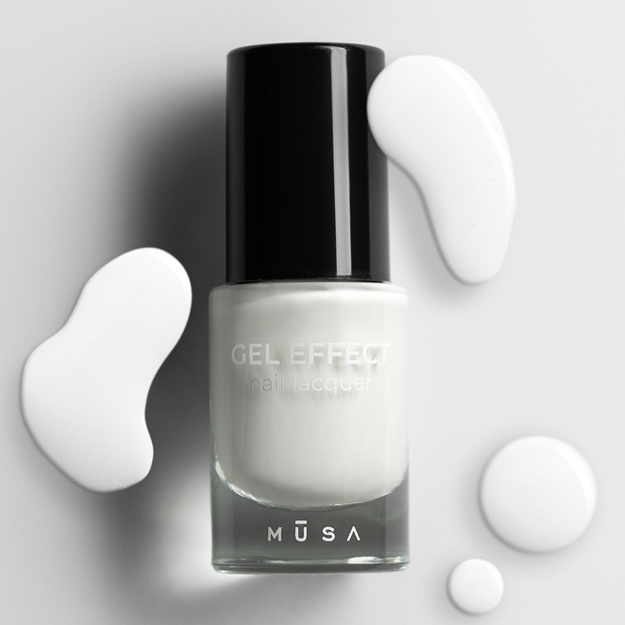 Esmalte Gel Effect 23 - Blanco, acabado brillante sin lámpara UV, duración de hasta 7 días.