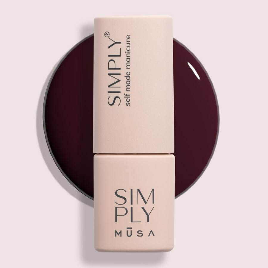 Gel semipermanente color sangría sin HEMA Simply Musa SP019 de 8 ml