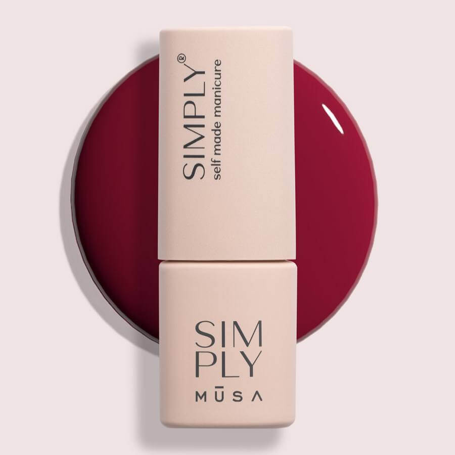Gel semipermanente color burdeos sin HEMA Simply Musa SP020 de 8 ml