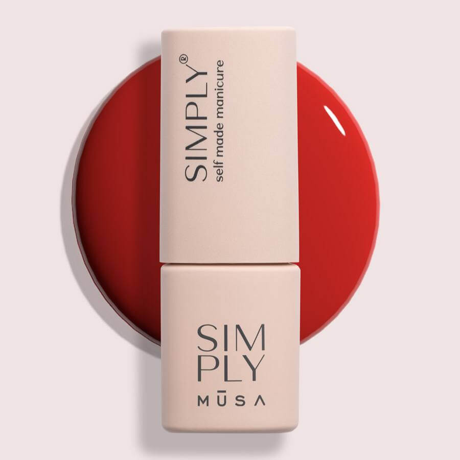 Gel semipermanente rojo teja sin HEMA Simply Musa SP021 de 8 ml