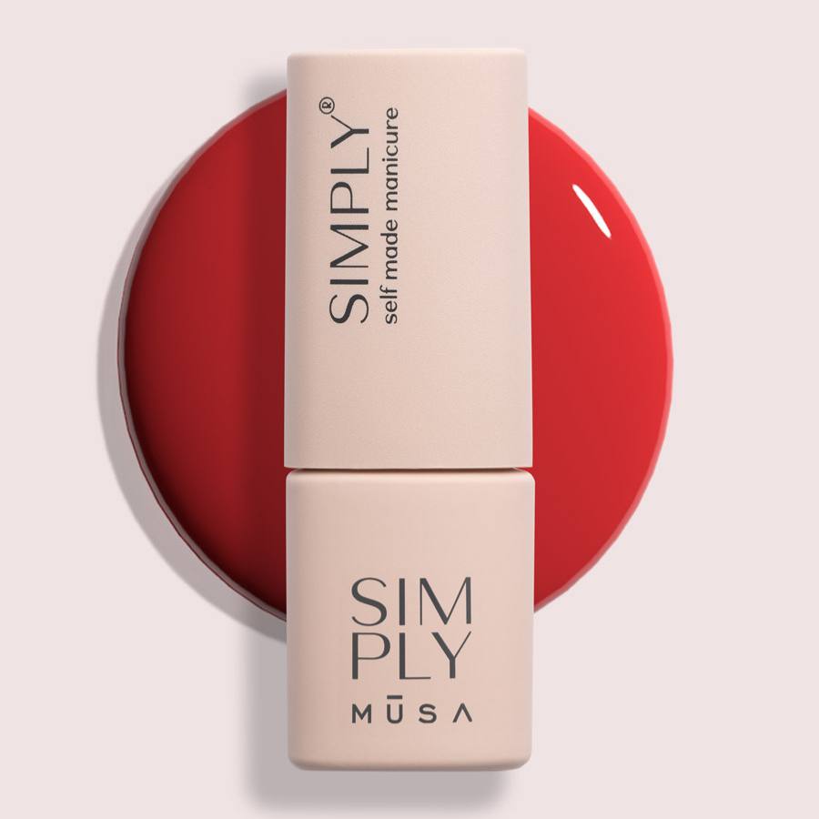 Gel semipermanente rojo lava sin HEMA Simply Musa SP022 de 8 ml