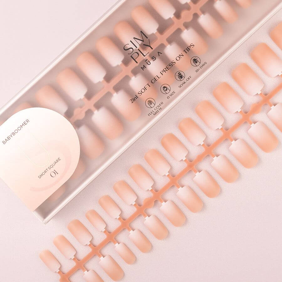 Tips Soft Gel Baby Boomer Cuadrada Corta 01 Nude - 240pz