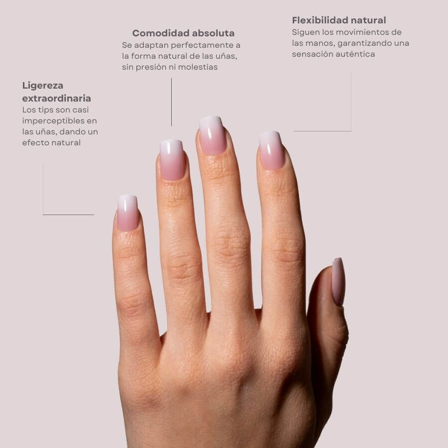 Tips Soft Gel Baby Boomer Cuadrada Corta 02 Pink Simply Musa
