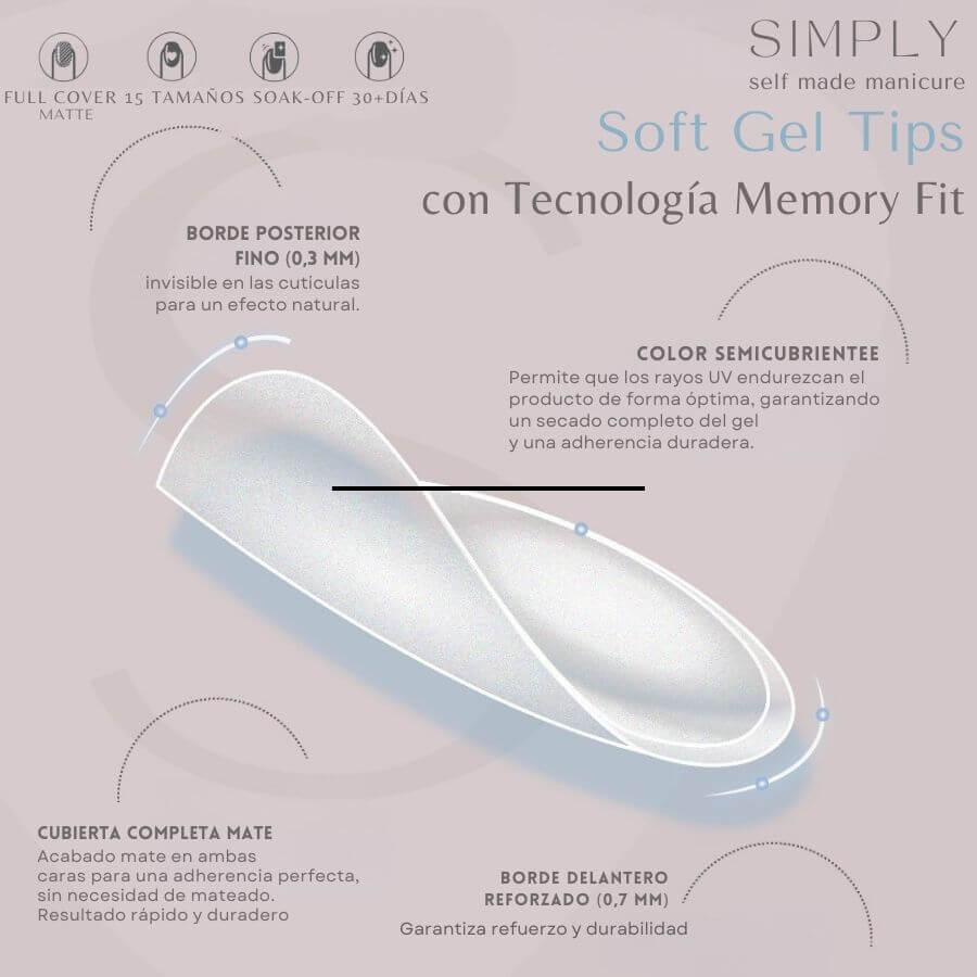 Tips Soft Gel Baby Boomer Cuadrada Corta 02 Pink Simply Musa