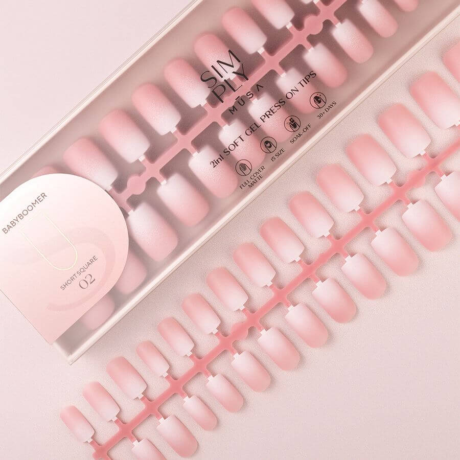 Tips Soft Gel Baby Boomer Cuadrada Corta 02 Pink Simply Musa