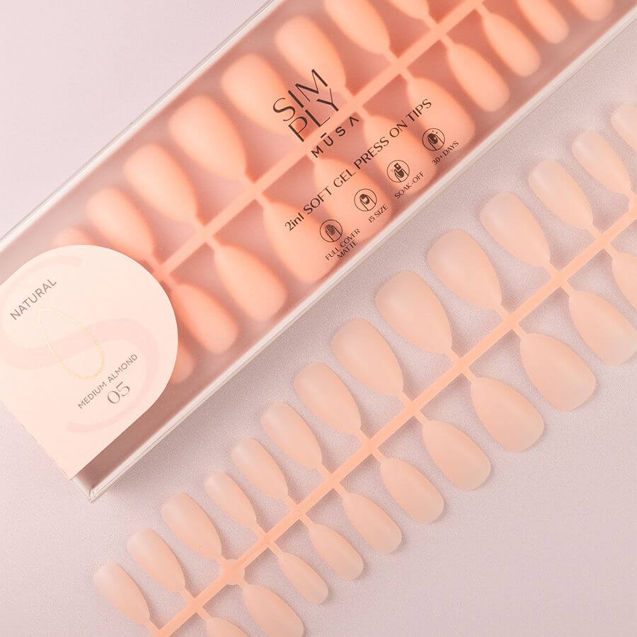 Tips Soft Gel Press On Natural Almendra Media 05 Peach Pink - 240pz
