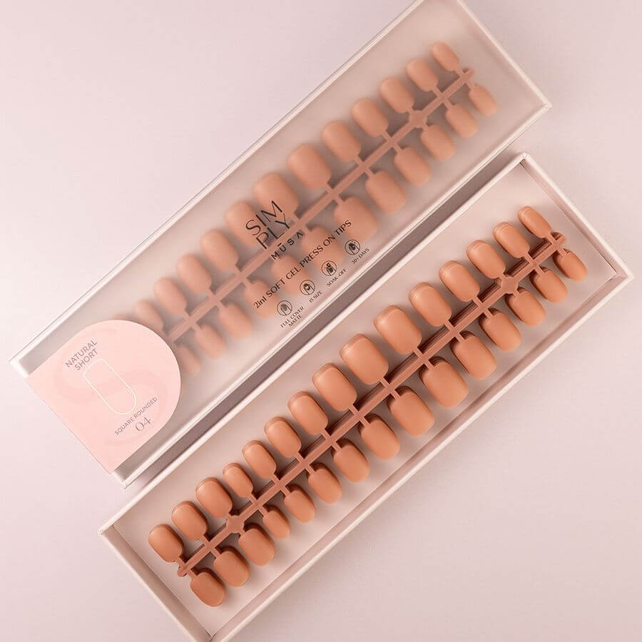 Tips Soft Gel Press On Natural Cuadrado Redondeado Corto 04 Dark Nude - 240pz
