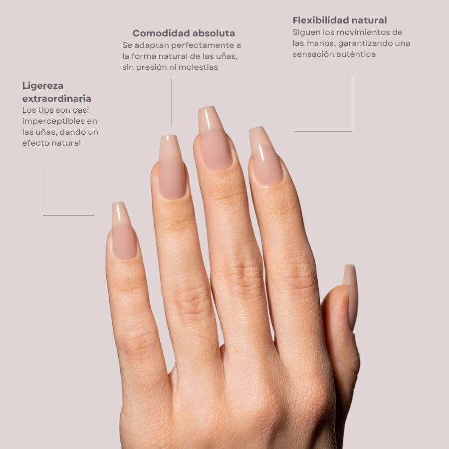 Tips Soft Gel Press On Natural Coffin Media 03 Pink Sand - 240pz
