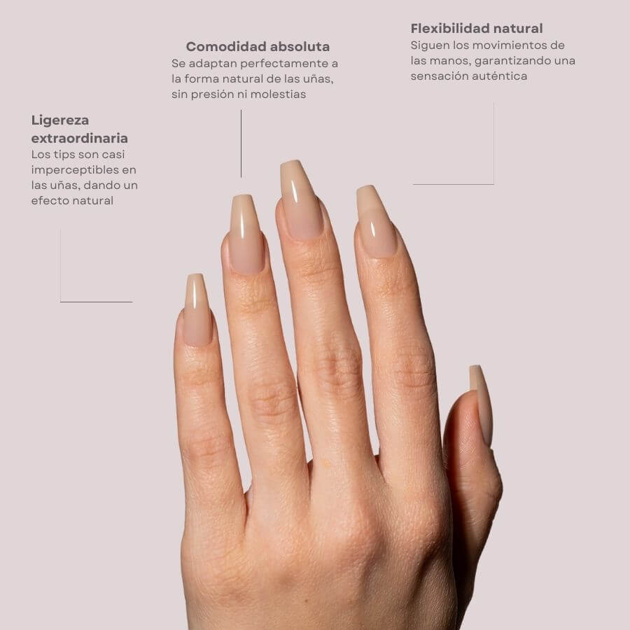 Tips Soft Gel Press On Natural Coffin Media 06 Nude - 240pz