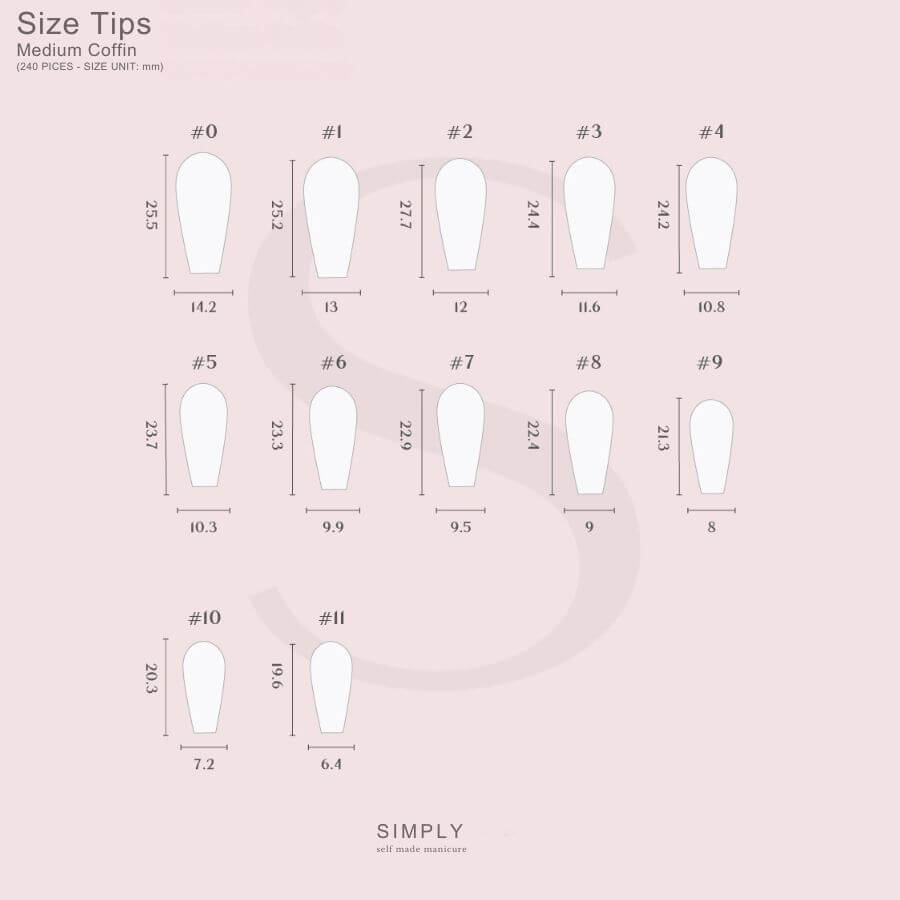 Tips Soft Gel Press On Natural Coffin Media 06 Nude - 240pz