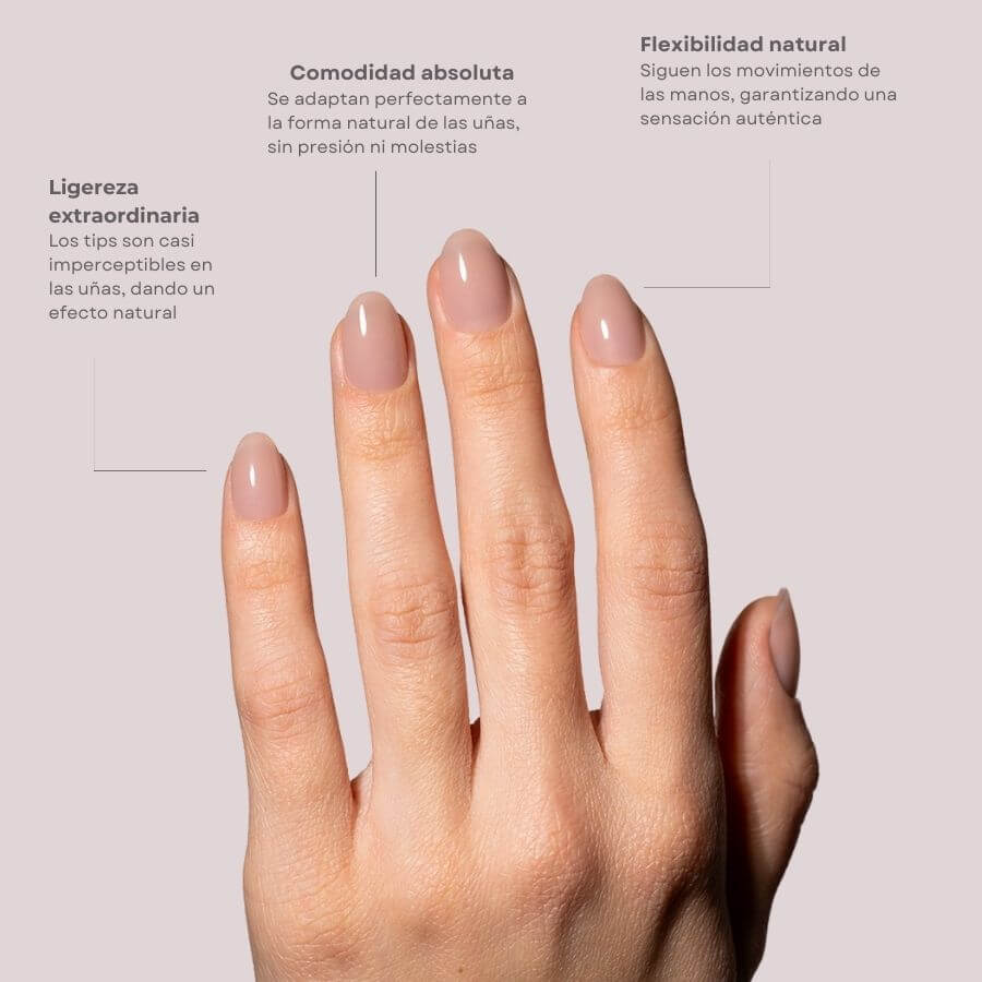 Tips Soft Gel Press On Oval Corta Pink Sand