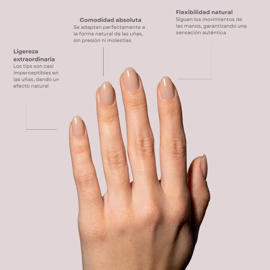 Tips Soft Gel Oval Corta Nude - 240 unidades