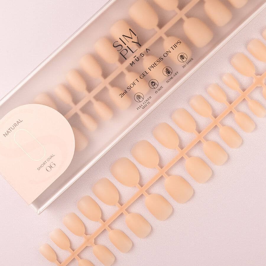 Tips Soft Gel Oval Corta Nude - 240 unidades