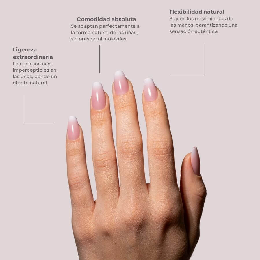 Tips Soft Gel Baby Boomer Pink Coffin Corta 02 de Simply Musa
