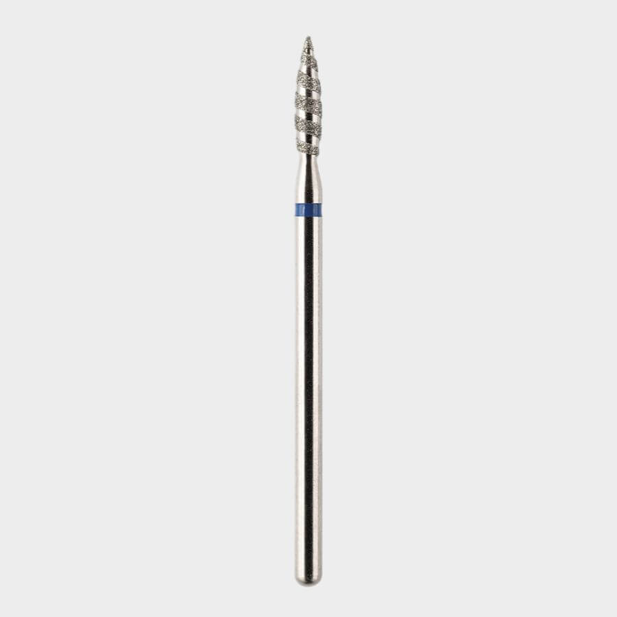 Punta Tornado de grano medio con anillo azul y diseño en espiral