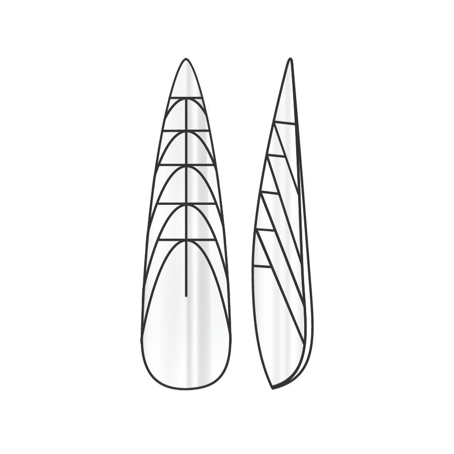 Molde Dual Form Stiletto - Display Form 19 de Musa Nails, 150 piezas reutilizables