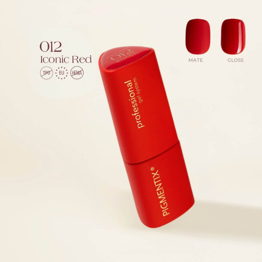 Pigmentix® Esmalte Semipermanente Iconic Red 012 – Rojo Clásico Ultra Pigmentado