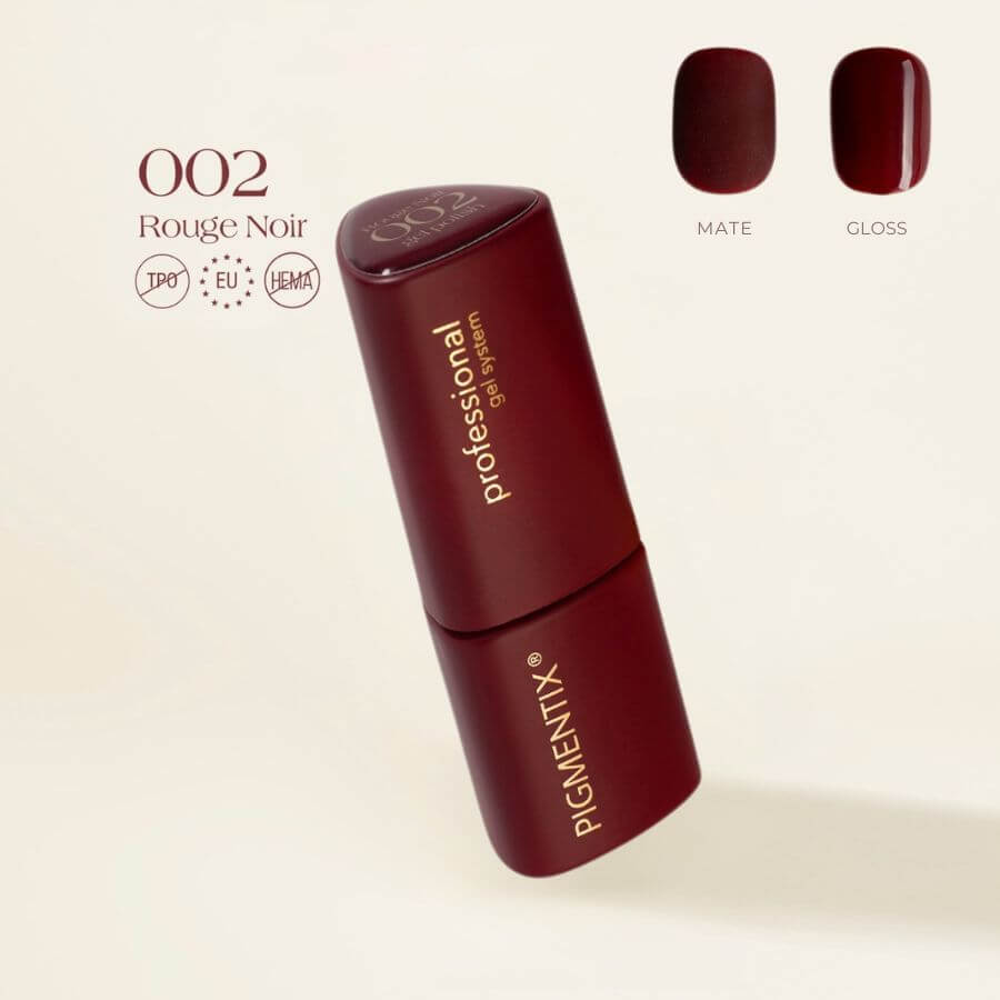 Gel Polish Pigmentix® Rouge Noir 002 – Esmalte semipermanente ultra pigmentado y duradero
