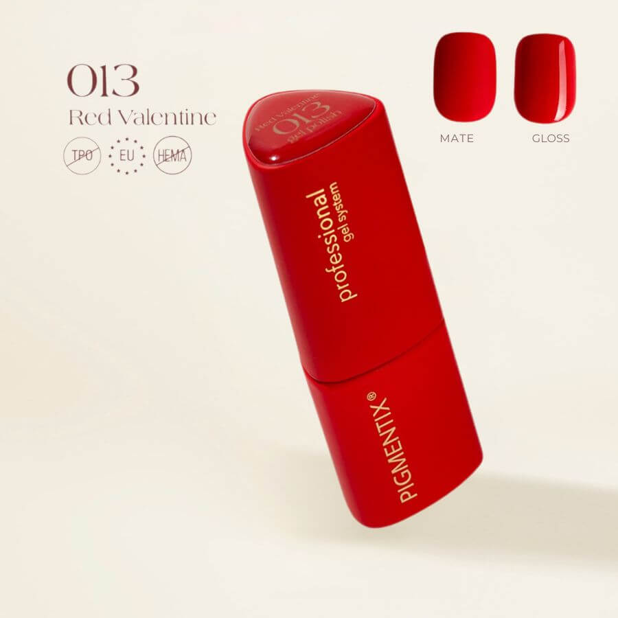 Pigmentix® Esmalte Semipermanente Red Valentine 013 – Rojo Valentino Ultra Pigmentado