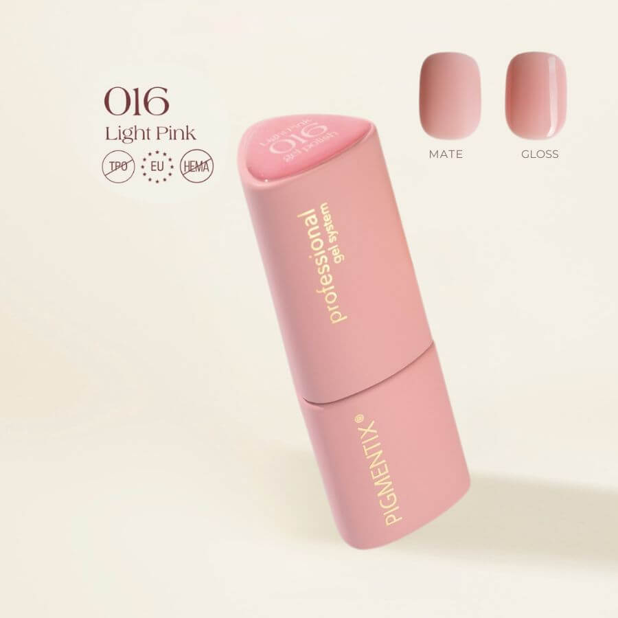 Pigmentix® Esmalte Semipermanente Light Pink 016 – Rosa Claro Suave y Ultra Pigmentado