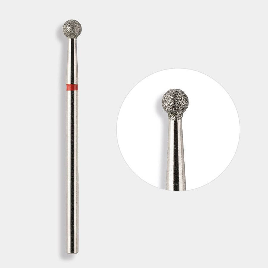 Fresa de Carbono Esfera Ø 3.5 mm Roja para manicura rusa y limpieza de cutículas.