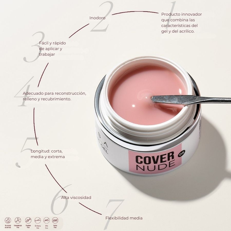 Acrygel Nude 50 ml acrylic gel cover profesional efecto natural