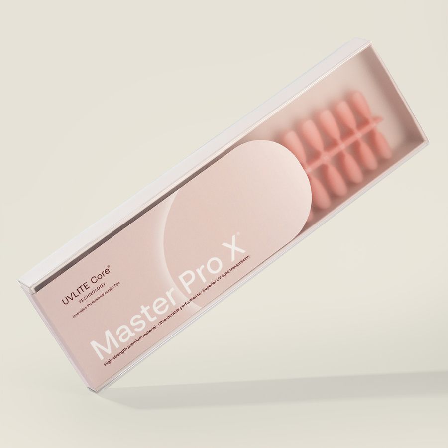 Acrylic Gel Tip Master Pro X® Natural Cover Nude medium Almon para manicura profesional, tips de acrylic gel resistentes con acabado mate y forma almendra media