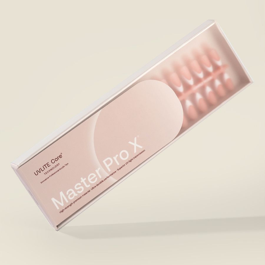 Acrylic Gel Tip Master Pro X® Francesa Almendra Media con diseño french y luneta blanca para manicura profesional